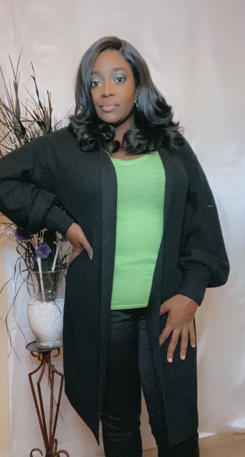 Black Mid Length Cardigan