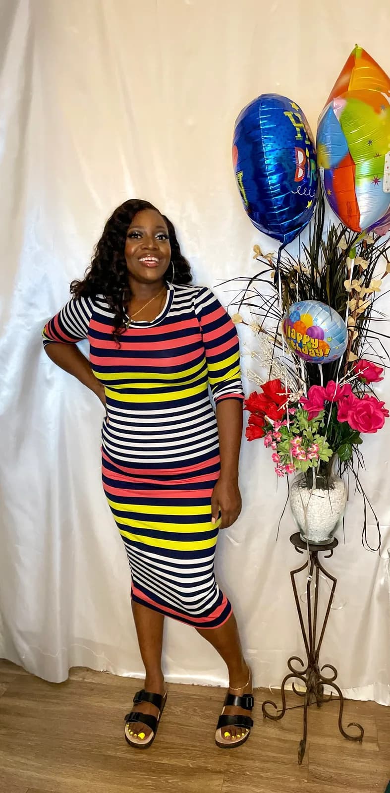 Striped Colorblock Fitted Maxi Dress