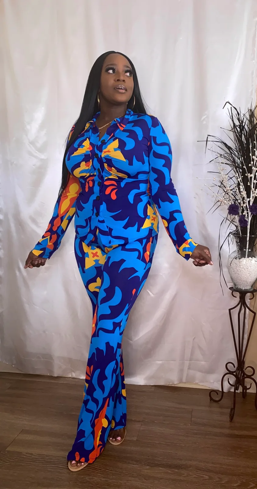 Multicolor pants set