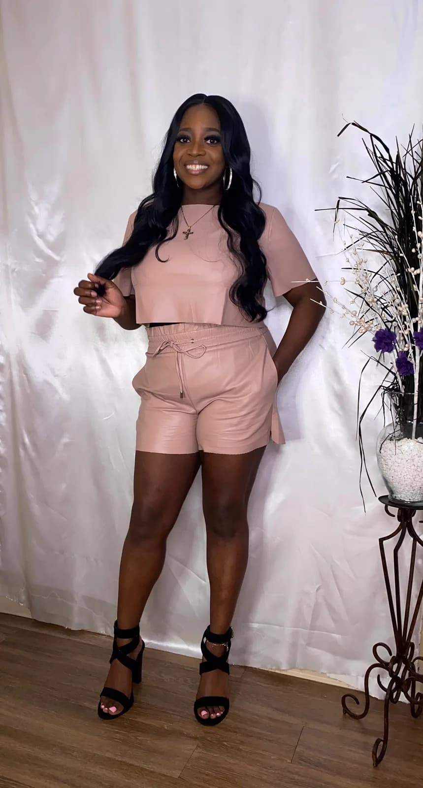 Vegan leather short set